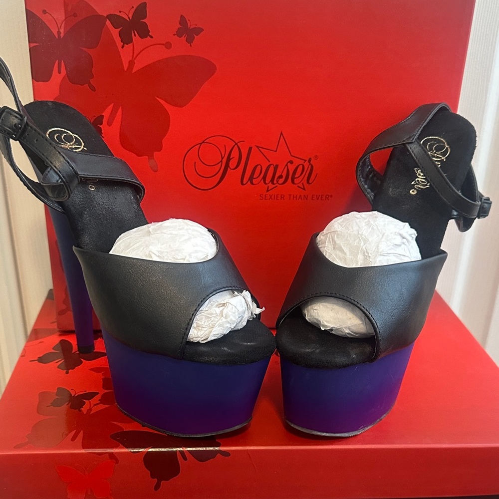 Pleaser Black and Purple Platform Heels